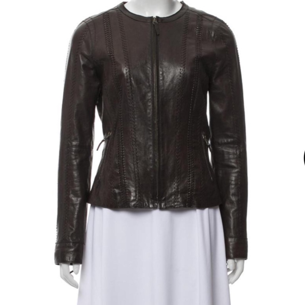Vince xs brown leather jacket